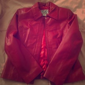 Red leather jacket